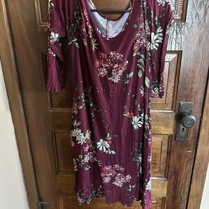 Floral Burgundy Dress